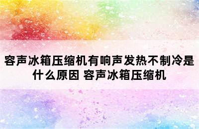 容声冰箱压缩机有响声发热不制冷是什么原因 容声冰箱压缩机